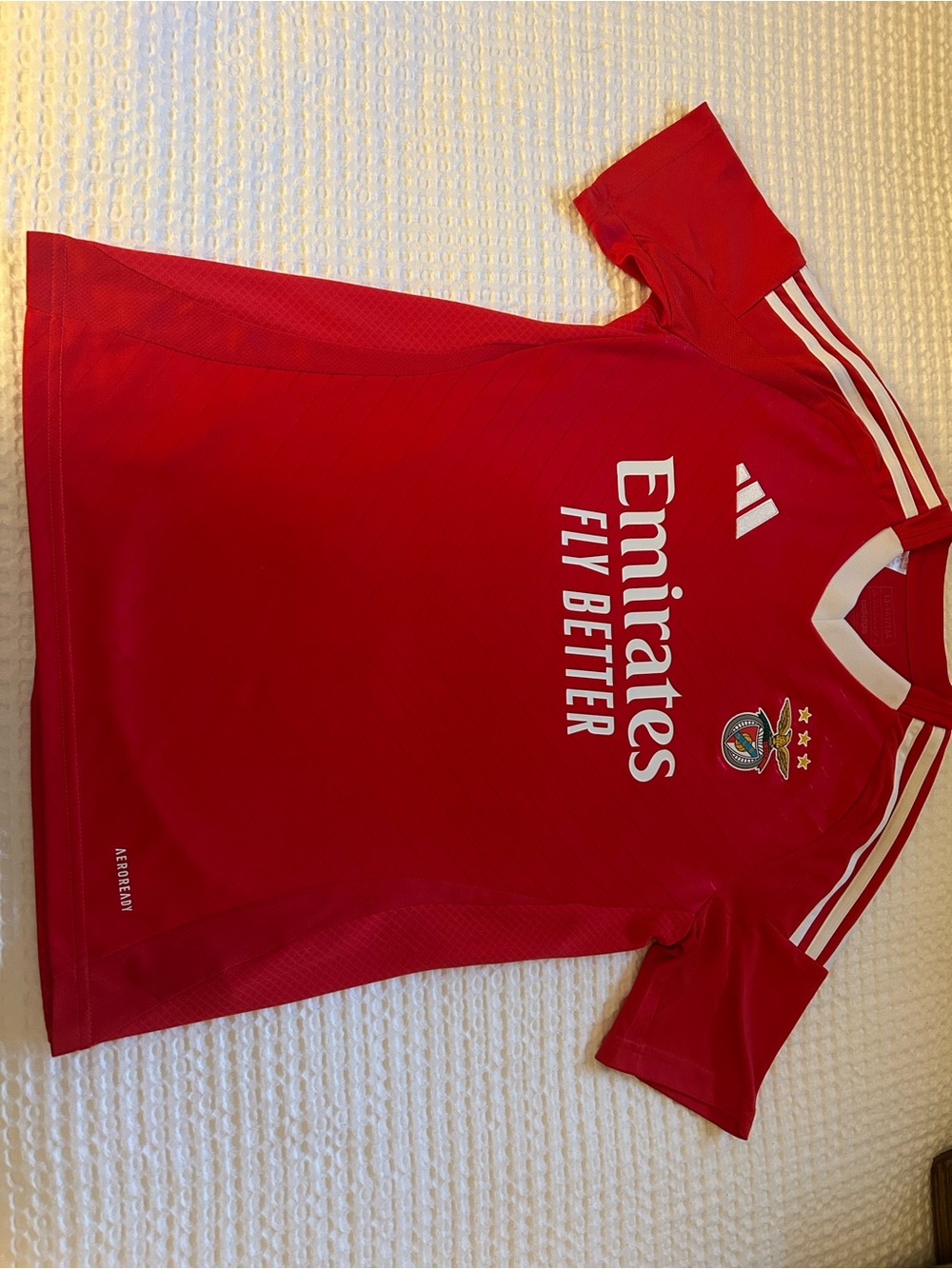 adidas Red Kids Emirates 'Fly Better' Jersey with White Accents
